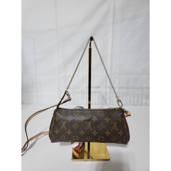 Authentic Louis Vuitton Monogram Canvas Eva Pochette Bag Brown - Picture 3 of 14